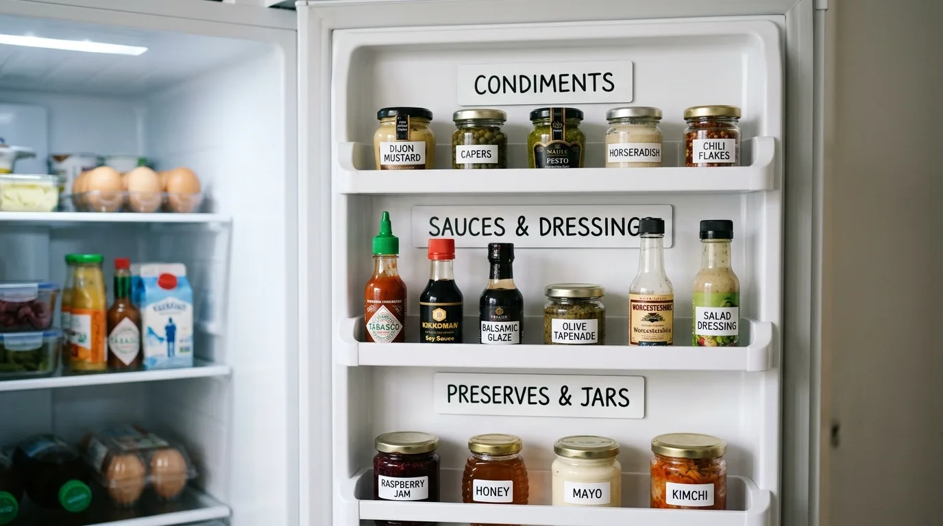 Use labels when containers look too similar inspiration for an organized fridge.